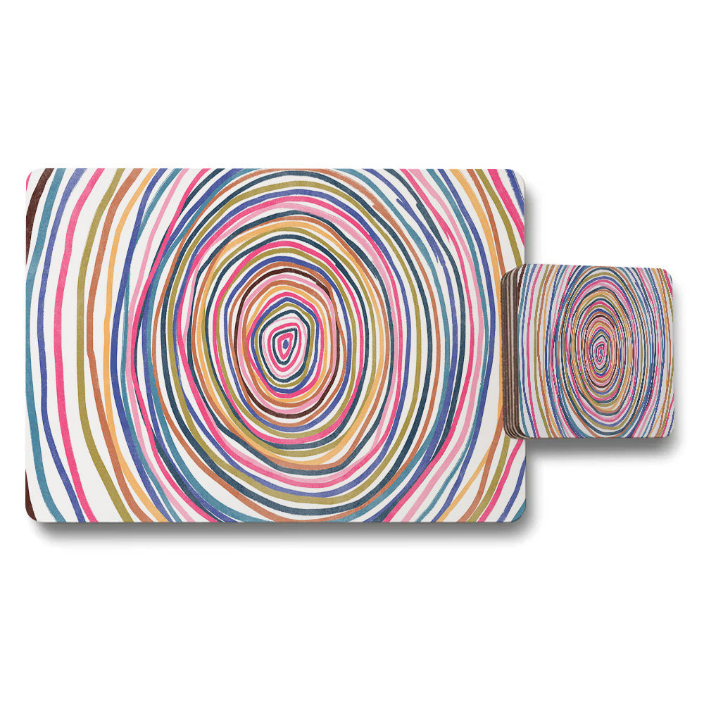 Colorful Spiral Pattern Placemat And Coaster Set For Dining Table