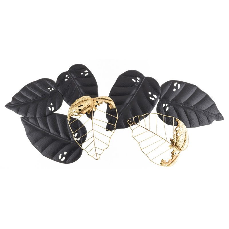 Glam Wall Decor on Metal, Black/Golden