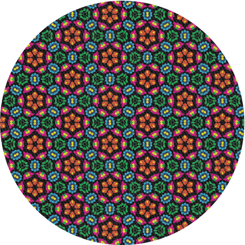 Tapis rouge / vert Power Loom, Rond 3 pi