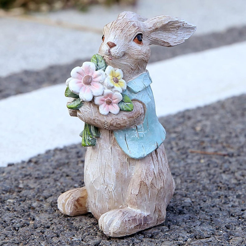 Animals Resin Garden Statue, Gray/Blue