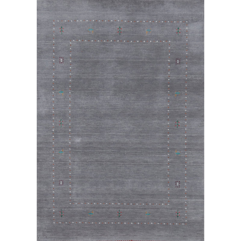 Tapis décoratif tribal gris fait à la main 4 x 6