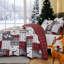 Ensemble de courtepointe en patchwork de Noël avec motifs de rennes, flocons de neige, sapins et carreaux, literie légère en microfibre à bords festonnés-135785628