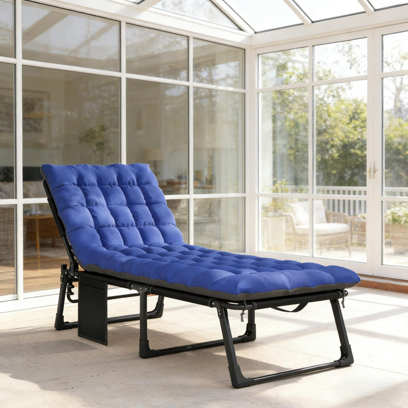 Folding Sun Lounger chair,Backrest Recliner Chair,Outdoor Lounge Chair, Blue, Dark Gray