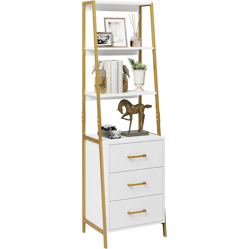 4-Tier Bookshelf, With 3 Wooden Drawers