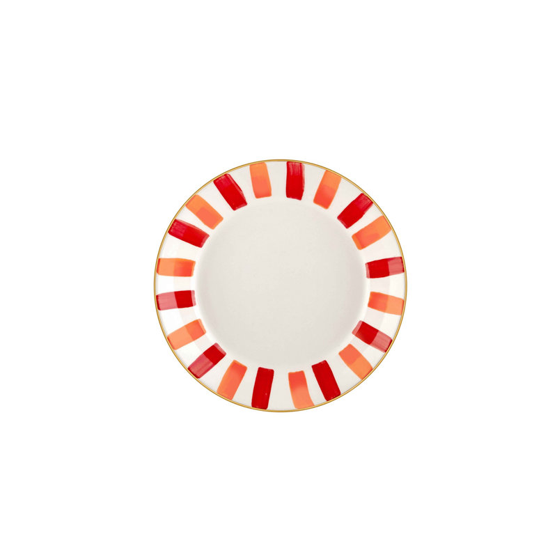 Assiette plate Abiageal, Rouge / blanc
