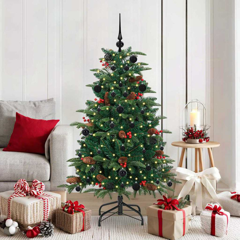 Artificial Christmas Tree with LEDs with Stand Green, 4.92 ft