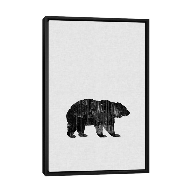 «Bear», impression sur toile, H 26 po x l 18 po x P 1,5 po, Toile avec cadre noir, Pas de tapis