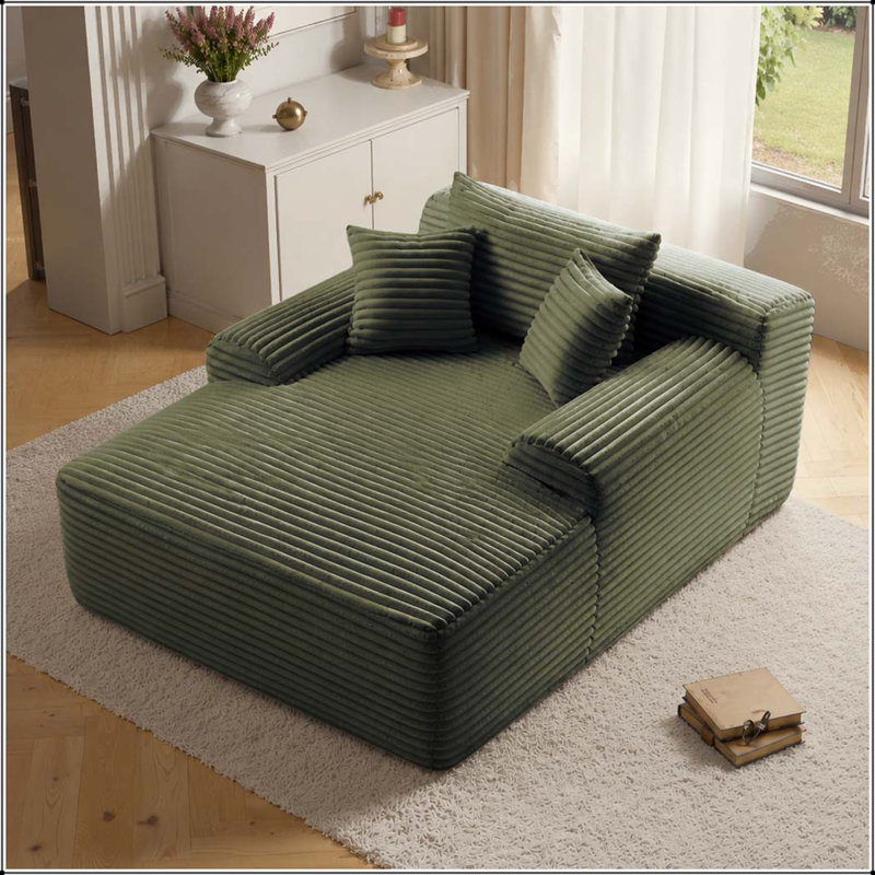 Méridienne convertible avec tissu moelleux et aucun assemblage requis, Vert