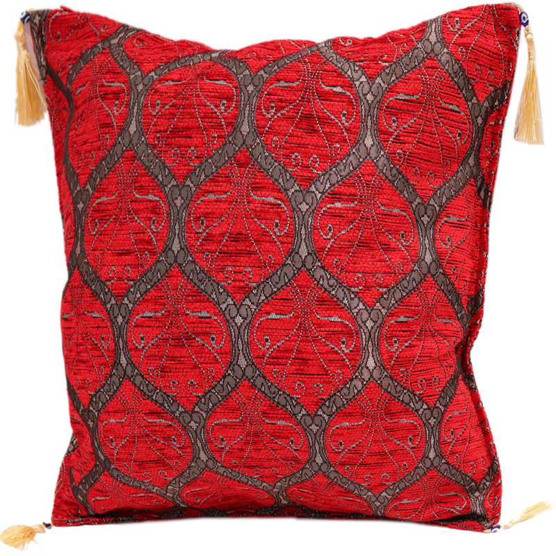 Southwestern Pillows Tassels Chenille Reversible Throw Pillow, Red