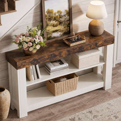 47.24" Farmhouse Console Table for Small Spaces with 3-Tier Storage