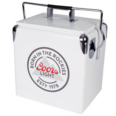 Coors Light Ice Chest Beverage Cooler with Bottle Opener, 51L (54 qt), 85  Can Steel-Belted Portable Cooler, White and Black, for Camping, Beach, RV