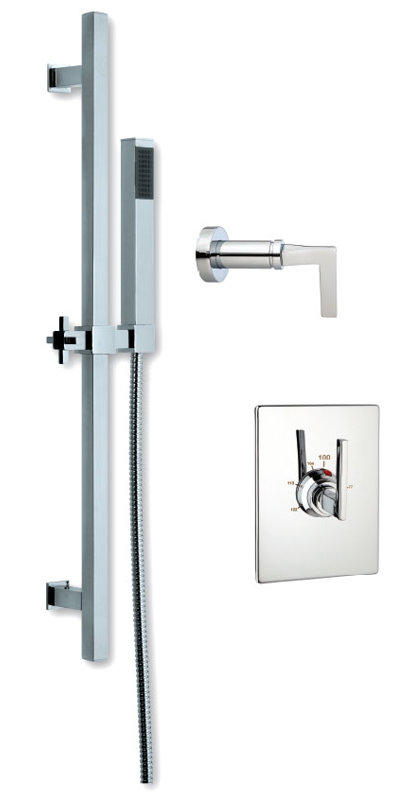 Système de douche complet thermostatique Crisp, Nickel poli