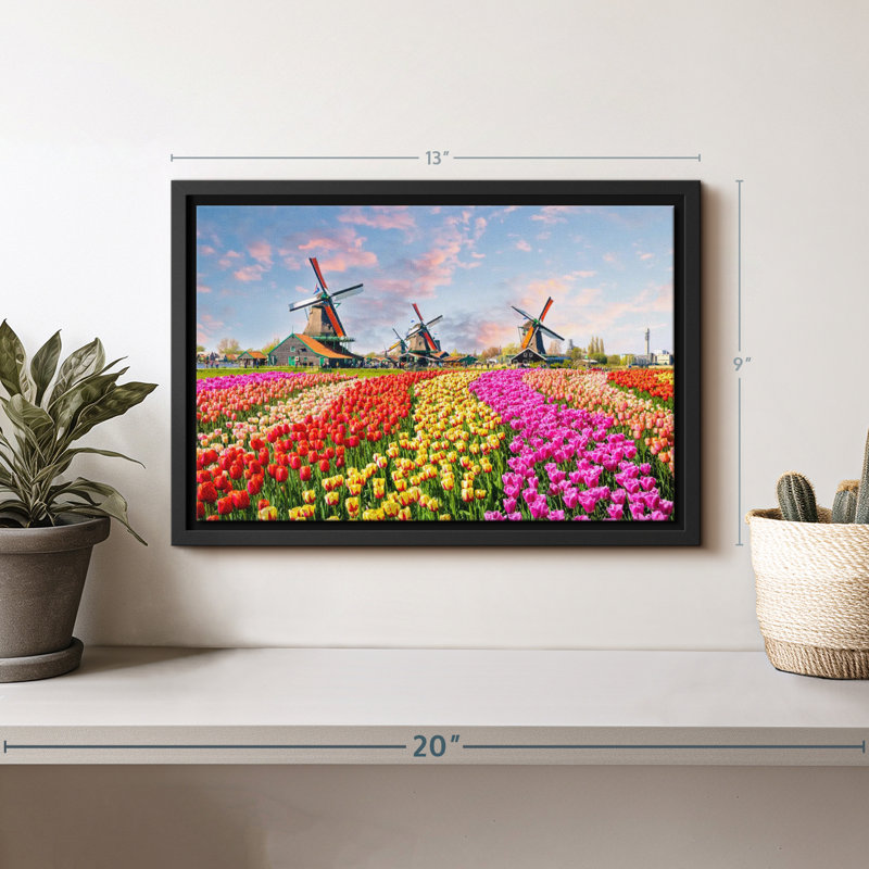 Nature "Art mural des tulipes et des moulins à vent des Pays-Bas", H 9 po x l 13 po