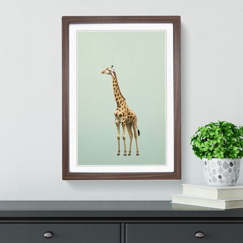 Giraffe Minimalism No.2 - Framed Print, Walnut Framed, 34cm H x 25cm W