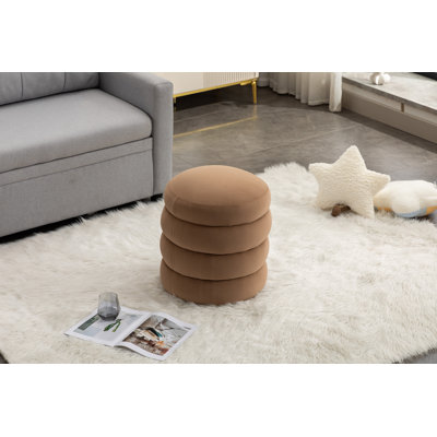 006-Tabouret de repose-pieds rond en velours doux