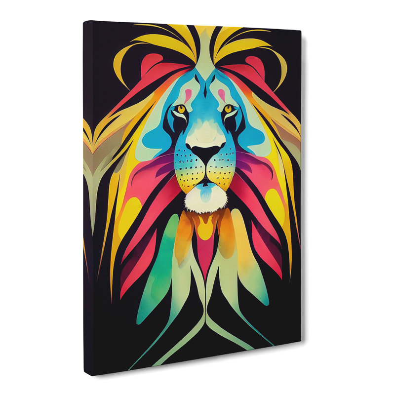 CAN-V0523-1403X Lion Marbling - Wrapped Canvas Print, 50cm H x 35cm W x 3cm D, No Matte, Wrapped Canvas