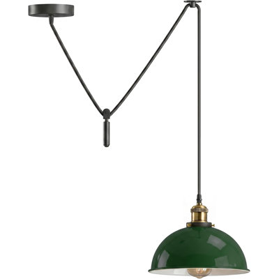 Industrial Pendant Light Fixture Metal Dome Shade with Adjustable 2M Cord, E26 Hanging Ceiling Lamp for Kitchen Island Dining Room Bedroom Cafe Farmhouse Modern Home Lighting Fixture