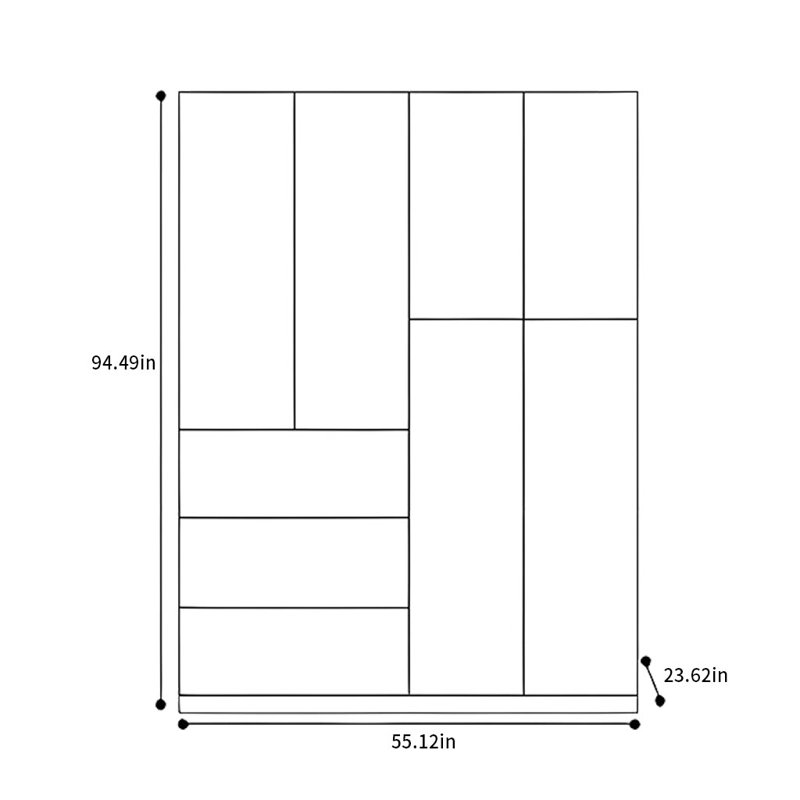 Stambruges, H 94,49 po x l 55,12 po x P 23,62 po