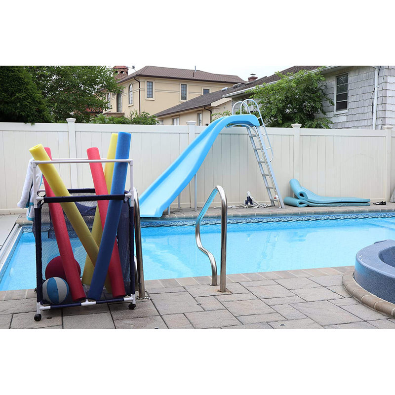 Essentially Yours 24'' W 0 Gallons Water Resistant Plastic Deck Box with Wheels, Blue/White