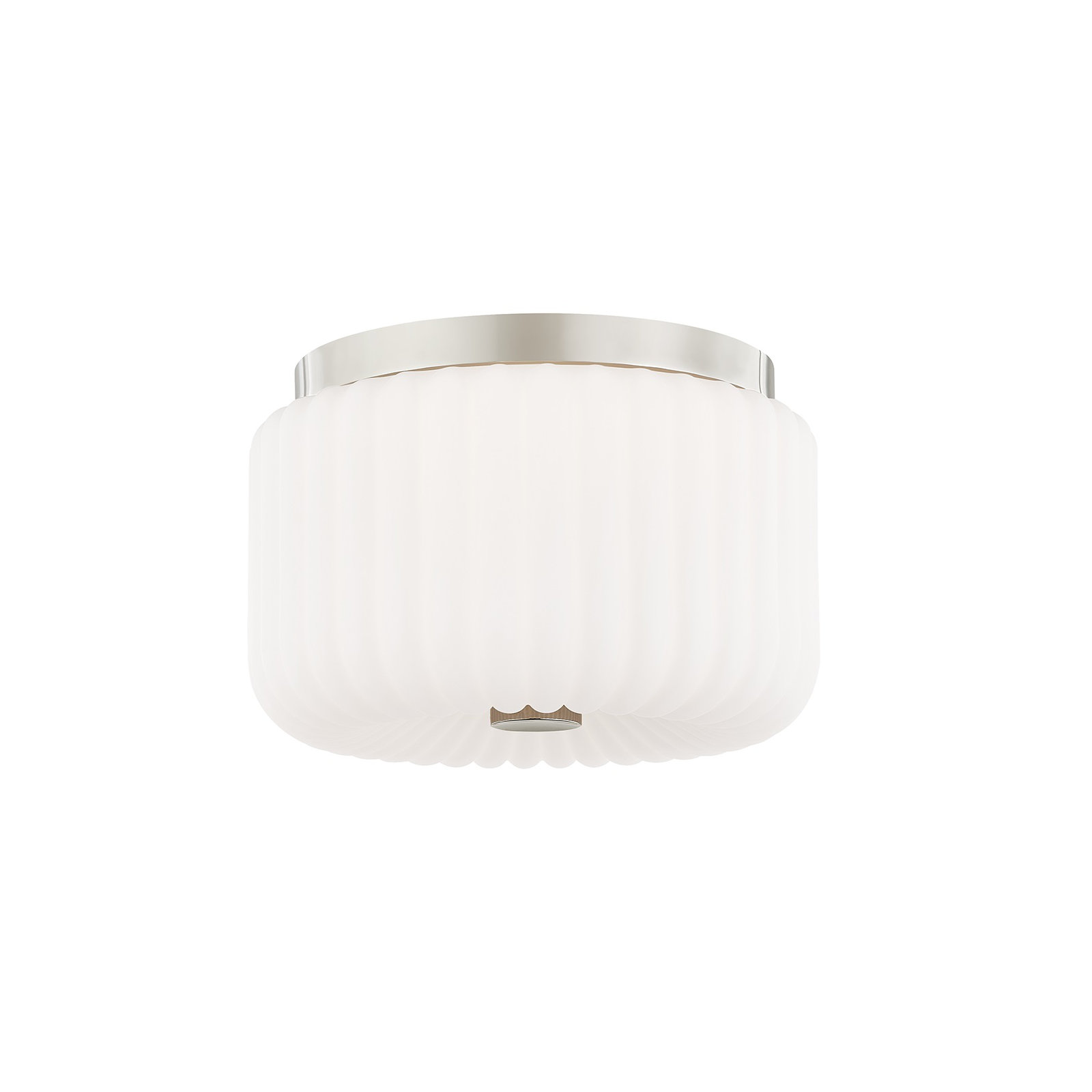 Willa 2 Light Glass Flush Mount, Polished Nickel
