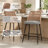 Upholstered Light Gray Rattan Full Back Counter Swivel Bar Stool-2040474679