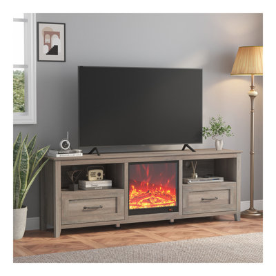 Meuble télé de 70,08 po de longueur pour le salon et la chambre à coucher, avec 2 tiroirs et 4 compartiments de rangement à grande capacité, convenant au foyer