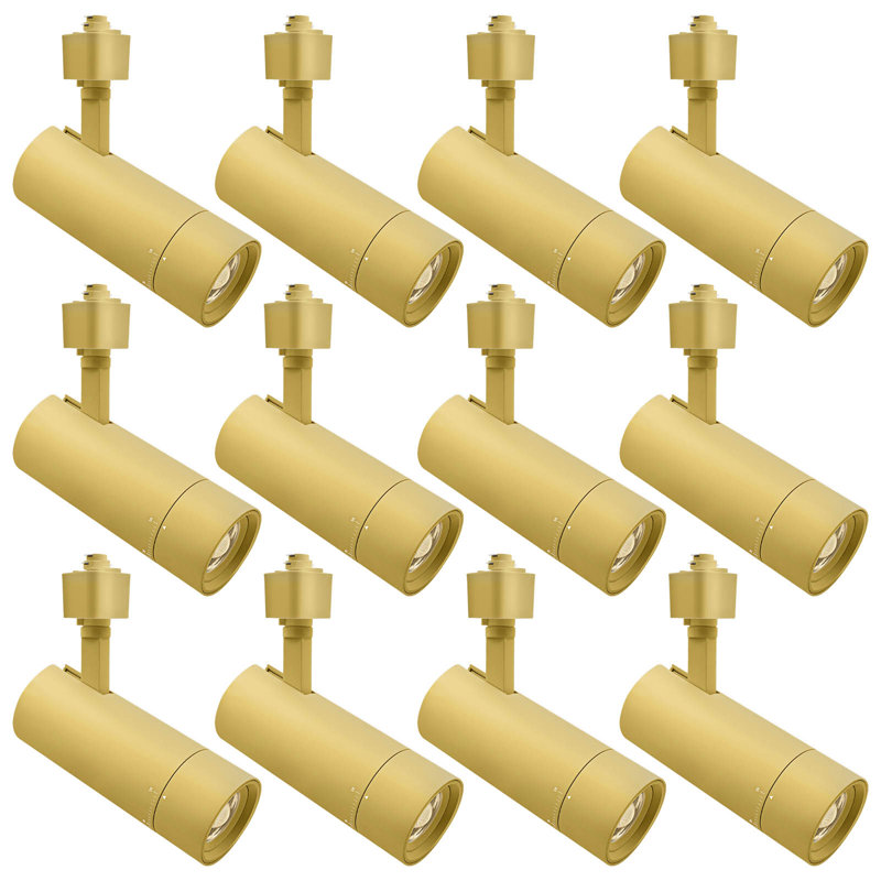 Luxrite 2,5 po Éclairage sur rail à DEL Zoomable, 5CCT, CRI90, 15 W, 1050LM, à intensité variable, inclinaison 358 ° + 90 ° et faisceau de 20 ° à 50 °, éclairage sur rail de type H, ETL, paquet de 12 en laiton
