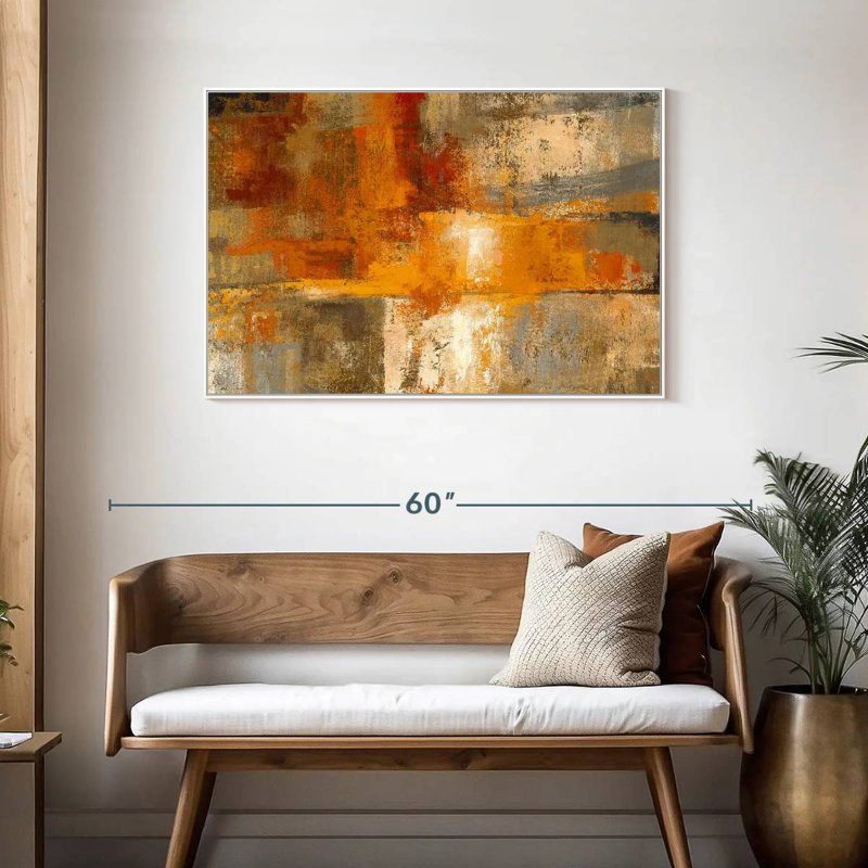 Argent et ambre, Cadre flottant blanc, 43 po x 29 po