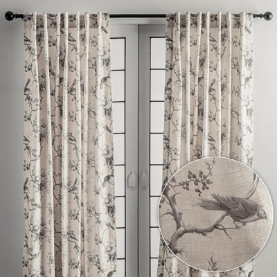 Maison d' Hermine Curtains for Living Room 100% Cotton 124 inch Length Two Panel Light Filtering Curtains for Windows with Rod and Loop Pockets Valentines Day Gifts (Turin, 50"W x 124"L)