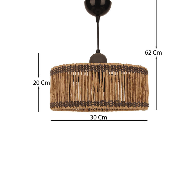 Elegant Adjustable Chandelier, Ecru Metal Body, Ø11.8 x H7.9 Inches | Macrame Cap, Max 40W E27 Socket, Total Height: 8.7 - 24.4 Inches | Stylish Lighting for Living Room, Dining Room & Entryway, Modern Design