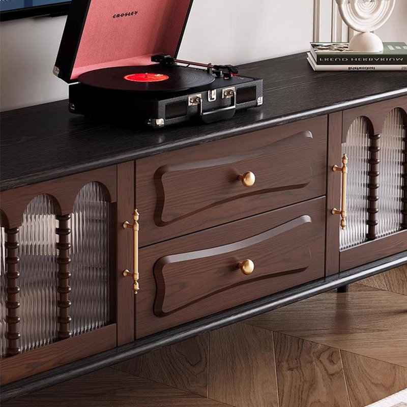 Meuble télé de style français avec rangement rétro, H 23,62 po x L 78,74 po x l 15,75 po
