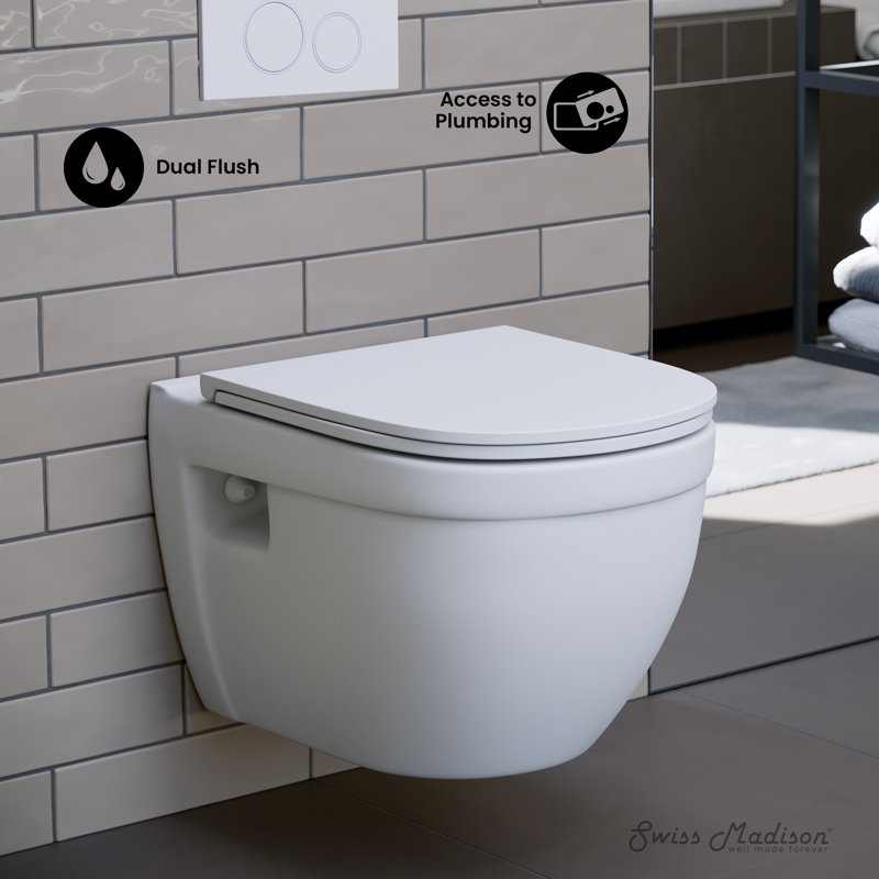Ivy Wall-Hung Elongated Toilet Bowl, Matte White