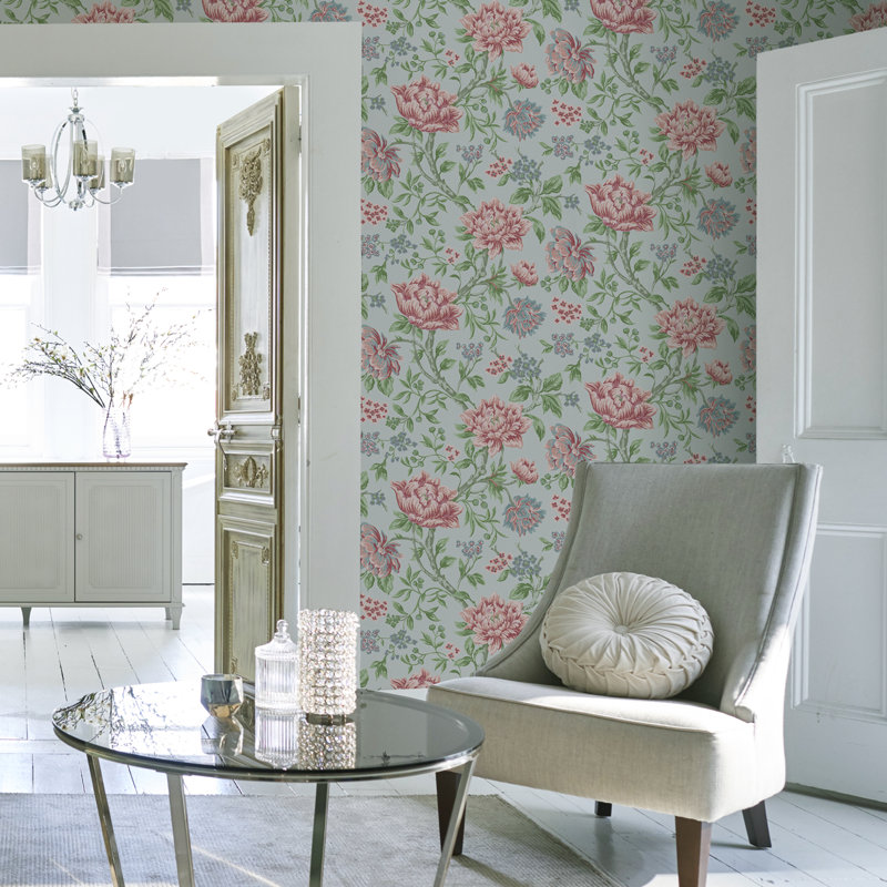 Laura Ashley Tapestry Floral Wallpaper Roll, Slate Grey