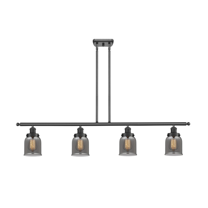 Luminaire suspendu pour îlot de cuisine 4 lumières Clara, Plaqué couleur fumée, DEL, Noir mat
