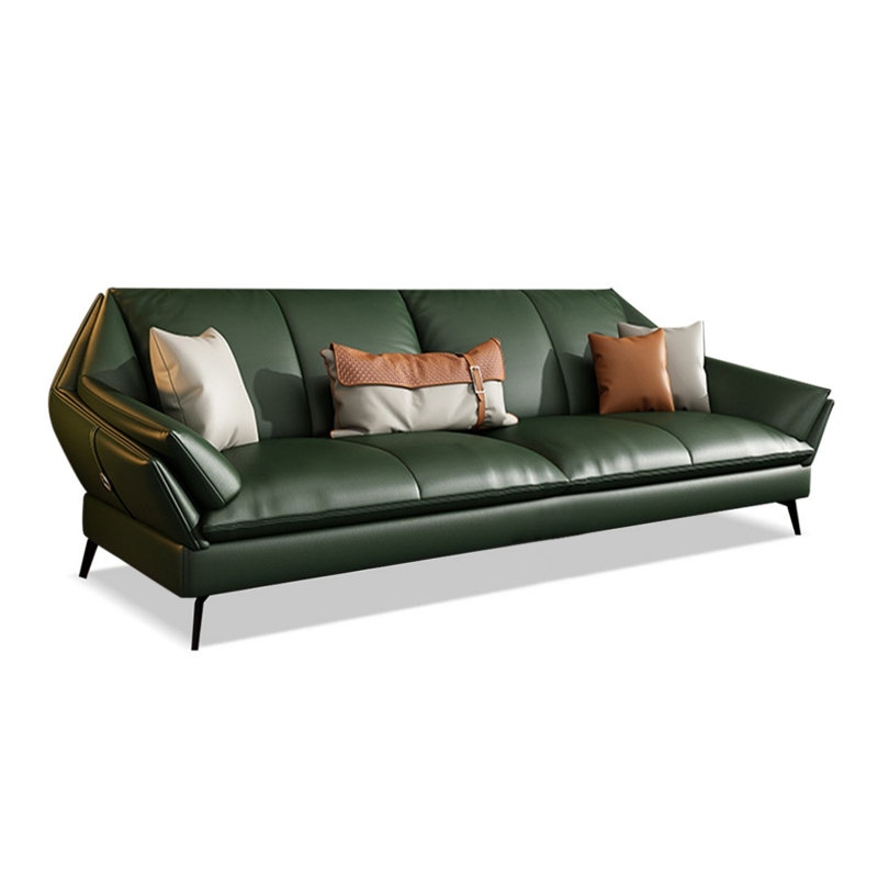 Causeuse-coussin standard en cuir véritable vert, H 32,28 po x l 74,8 po x P 36,61 po, Vert