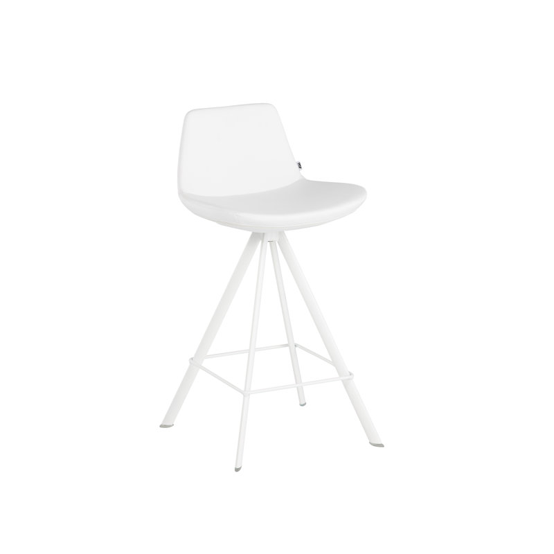 Swivel Upholstered Counter Stool with Metal Frame, White, White, Counter Stool (24" Seat Height)