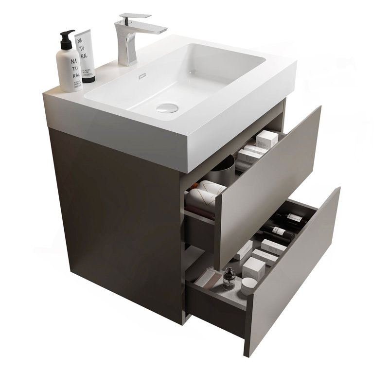 Meuble-lavabo gris 24 po avec lavabo Alice, Gris, 24''