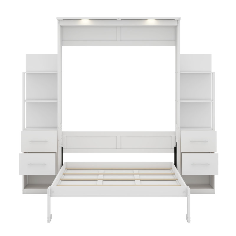 Lit escamotable avec tablettes Murphy, Blanc