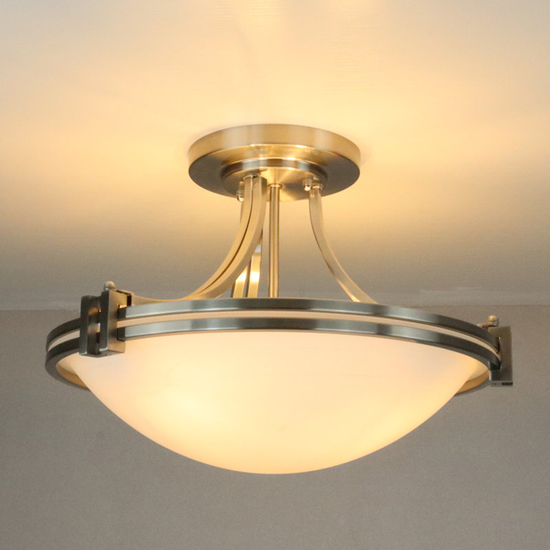 Plafonnier semi-encastré 3 lumières 16,2 po Odegaard, Nickel brossé