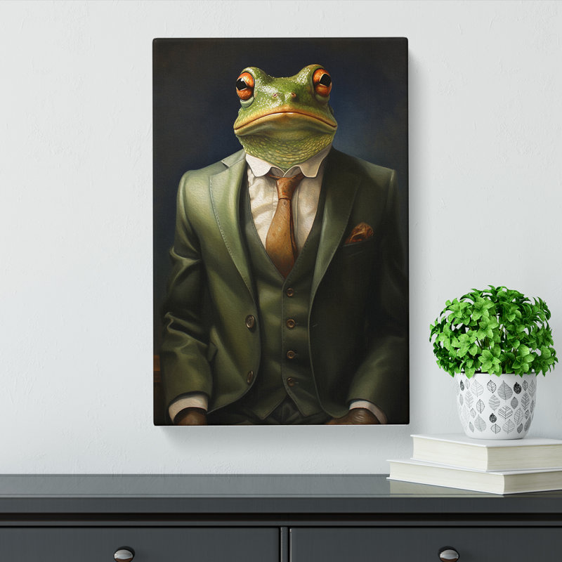 Frog In A Suit Painting - No Frame Print, 50cm H x 35cm W x 3cm D