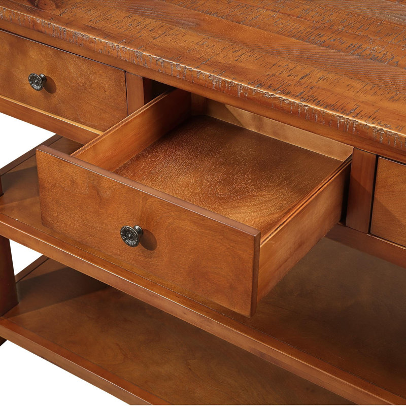 Console en bois massif 48,82 po Donik, H 30 po x l 48,82 po x P 15,75 po, Brun, Brun