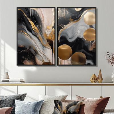 Grey And Gold Captivating Marble - Abstract Marble Wall Art