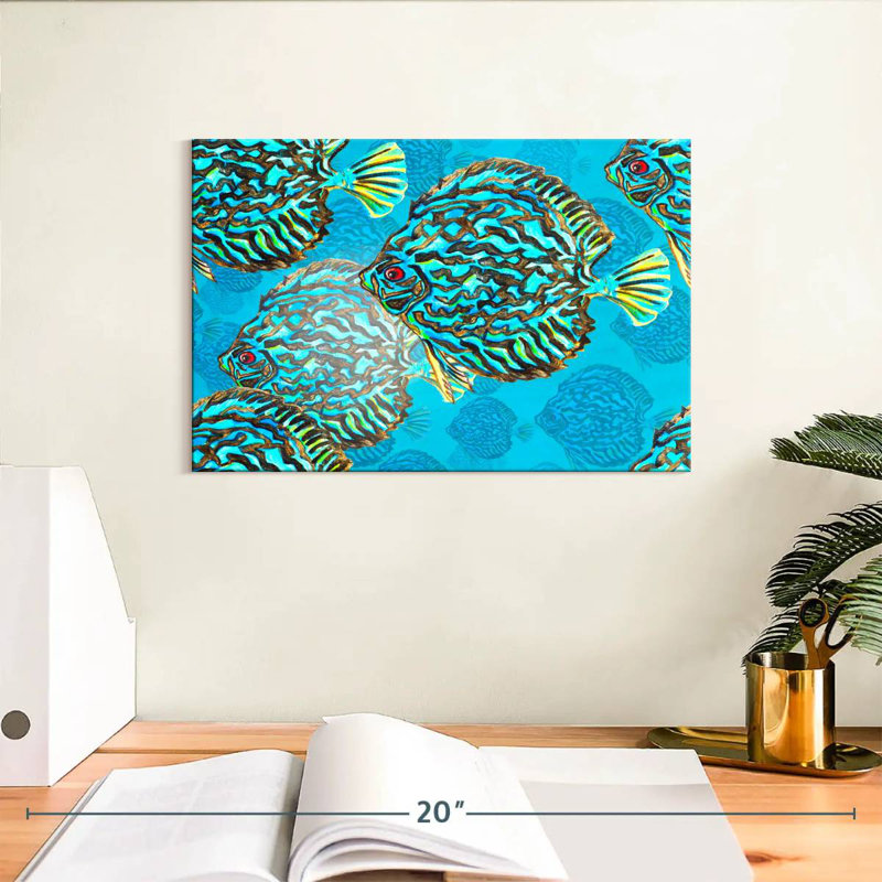 Poisson discus turquoise, H 8 po x l 12 po