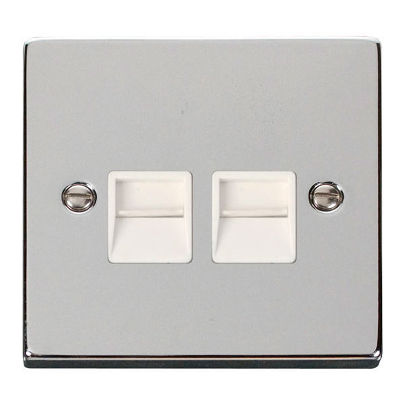 Polished Chrome Master Telephone Twin Socket