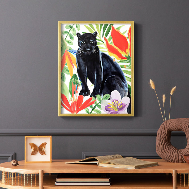 Panther's Paradise II, reproduction encadrée - bois massif, H 10 po x l 8 po