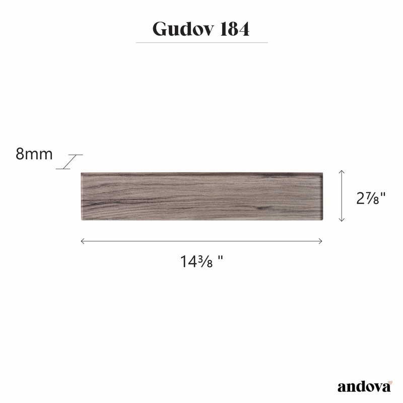 Gudov 3" x 14" Glass Wood Look Subway Tile, Oster