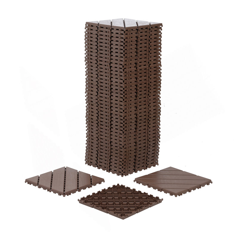 Carreaux de terrasse en plastique emboîtables, paquet de 44 tuiles de patio, 12 po x 12 po, imperméable à l'eau pour utilisation extérieure, tuiles de patio pour terrasse de piscine