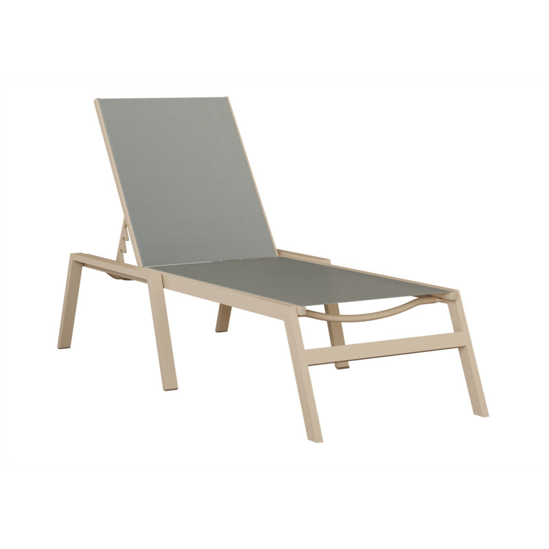 Colella Luna Multi Aluminum Chaise Armless Lounge With Nova Slate Sling Fabric, Luna Multi, Slate Gray