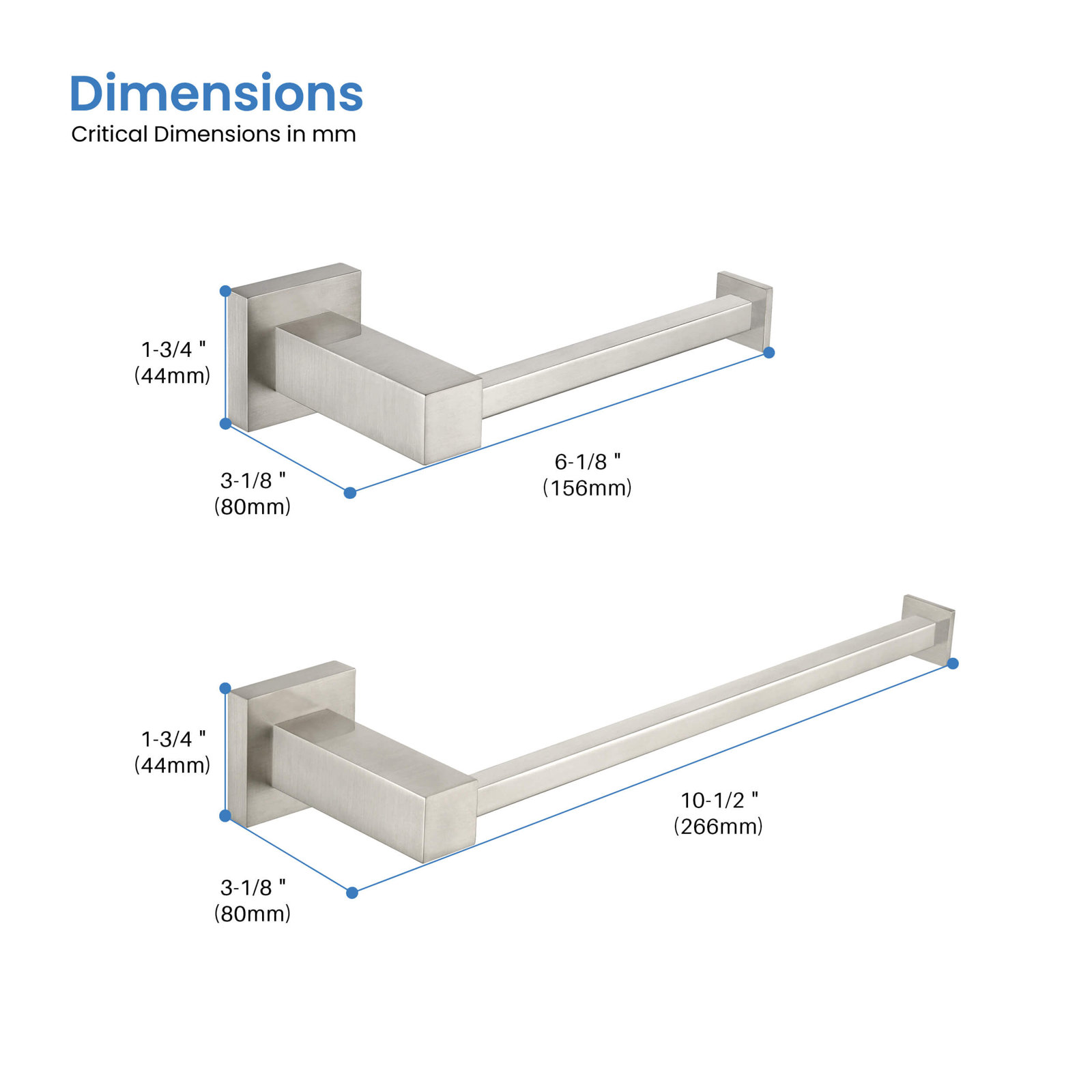 Cube 2-Piece Bathroom Hardware Set, Brushed Nickel