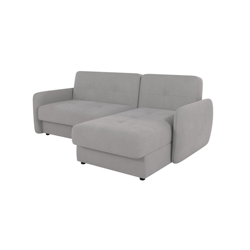 Modern Corner Chaise Sofa Jumbo with Sleeping Function And Storage, Silver, Right Hand Facing